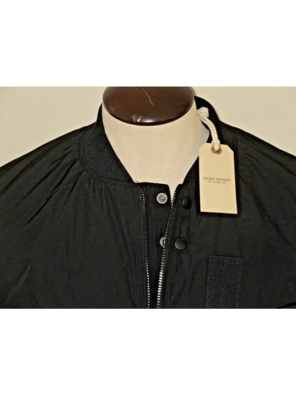 OOBE Brand Men's Full Zipper Modern Vintage Black Flight Jacket Size Medium NWT